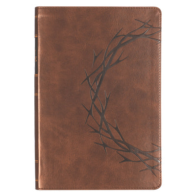 KJV Bible Giant Print Full-Size (Faux Leather, Crown of Thorns, Brown)