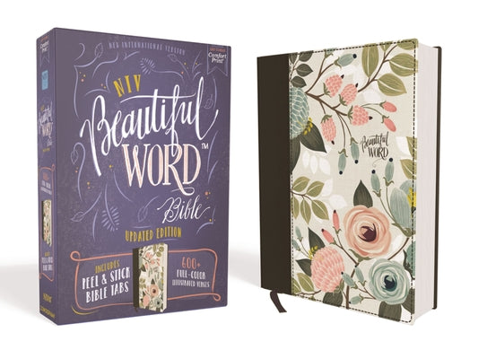 Niv, Beautiful Word Bible, Updated Edition, Peel/Stick Bible Tabs, Leathersoft, Pink, Red Letter, Comfort Print: 600+ Full-Color Illustrated Verses
