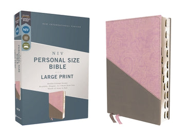 Niv, Personal Size Bible, Large Print, Leathersoft, Pink/Gray, Red Letter, Thumb Indexed, Comfort Print