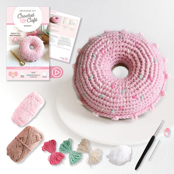 Crochet Cafe Amigurumi Kit Donut: Everything You Need Is Included: 100%-Cotton Yarn, Crochet Hook, Stitch Marker, Tapestry Needle, Fiberfill, Step-By-