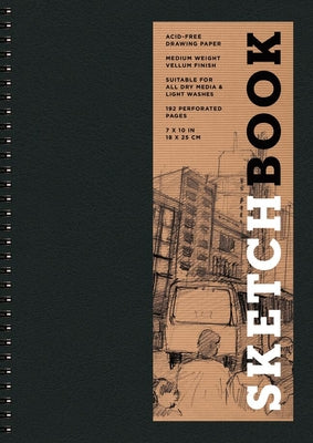 Sketchbook 7 X 10 Black Spiral Hardcover Mixed Media Sketchbook for Drawing: Acid-Free Quality Paper (128 Pages)