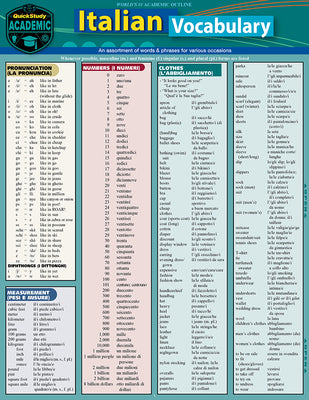 Italian Vocabulary: Quickstudy Laminated Reference Guide