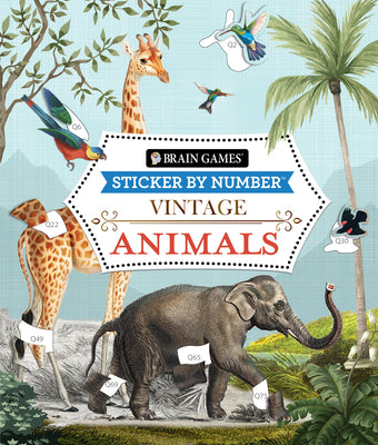 Brain Games - Sticker by Number - Vintage: Animals (28 Images to Sticker)