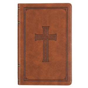 KJV Bible Deluxe Gift (Faux Leather, Tan Cross)