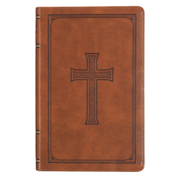 KJV Bible Deluxe Gift (Faux Leather, Tan Cross)