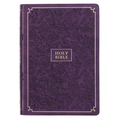 KJV Bible Giant Print Full-Size (Faux Leather, Purple Floral)