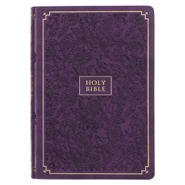 KJV Bible Giant Print Full-Size (Faux Leather, Purple Floral)