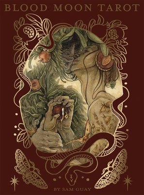 Blood Moon Tarot: Deluxe 78-Card Tarot Deck with Ethereal Watercolor Art, Linen Finish, Burgundy Edges, and Hardcover Book - Gold Foil-Accented Set